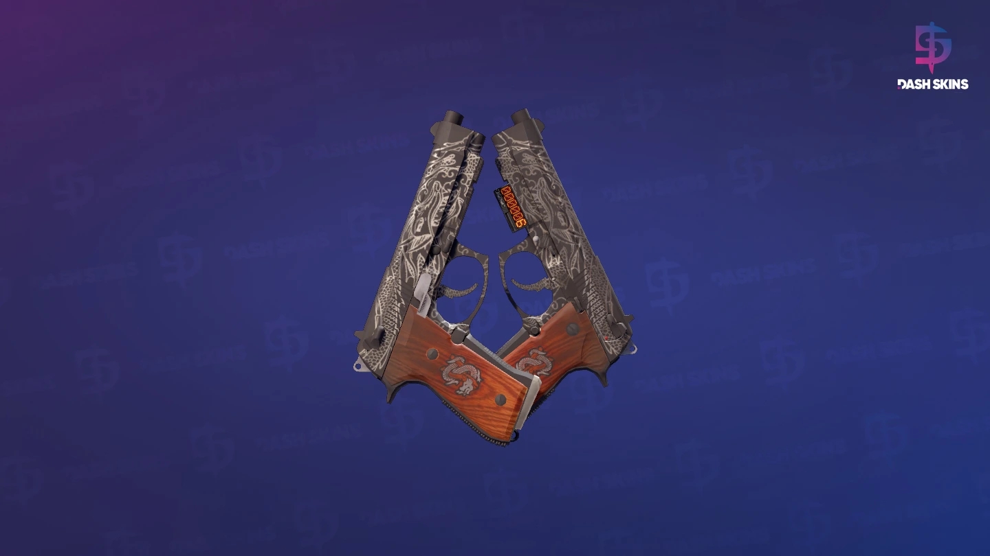 StatTrak™ Dual Berettas | Dualing Dragons (Well-Worn) Screenshot Playside