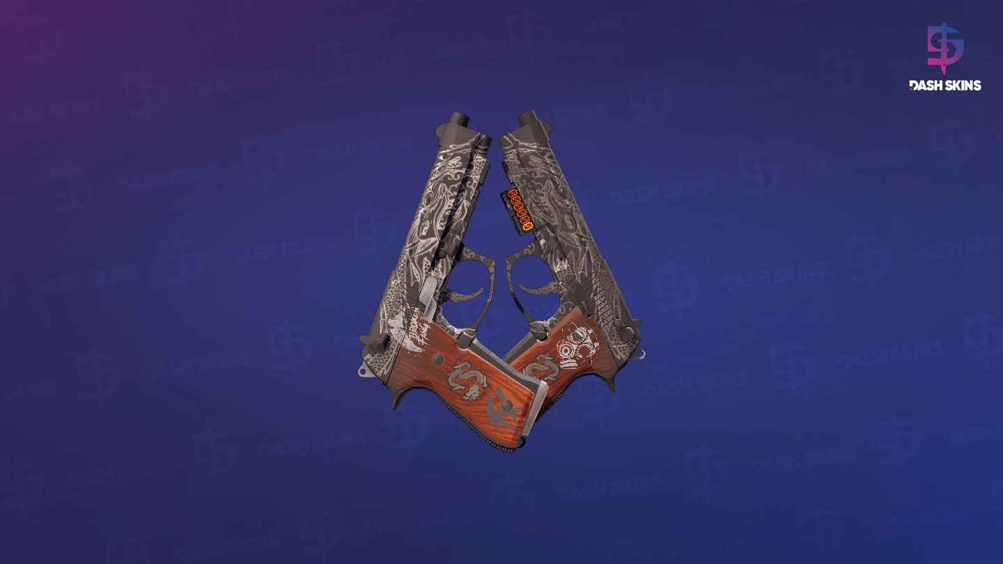 StatTrak™ Dual Berettas | Dualing Dragons (Well-Worn) Screenshot Playside