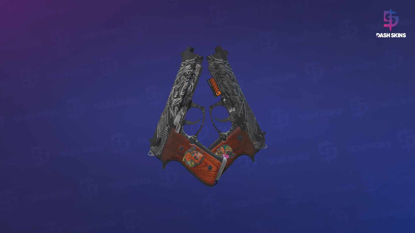 StatTrak™ Dual Berettas | Dualing Dragons (Well-Worn) Screenshot Playside