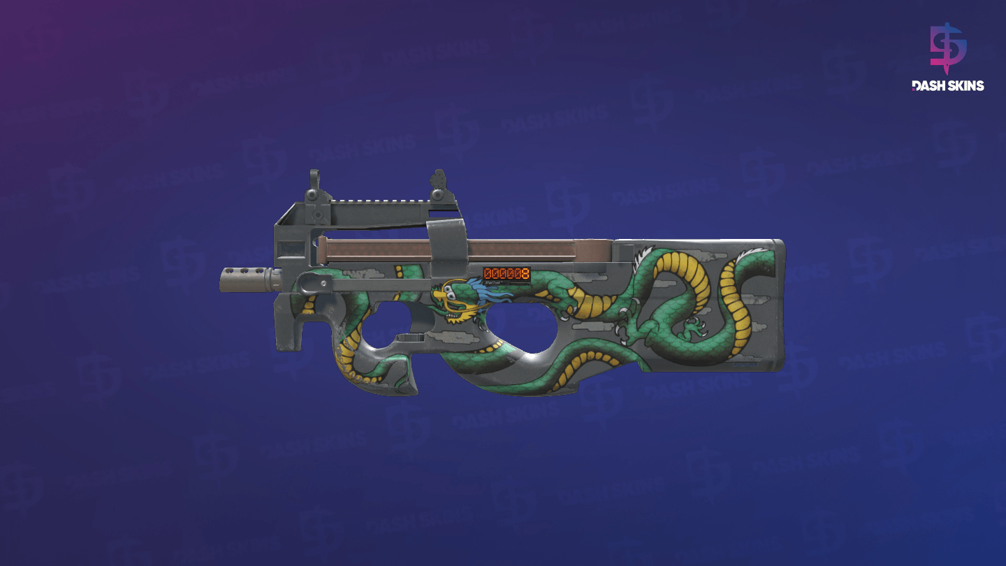 StatTrak™ P90 | Emerald Dragon (Minimal Wear) Screenshot Playside