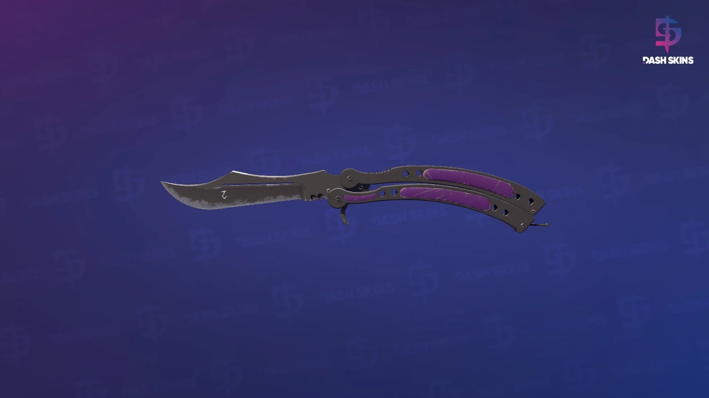 ★ StatTrak™ Butterfly Knife | Ultraviolet (Well-Worn) Screenshot Playside