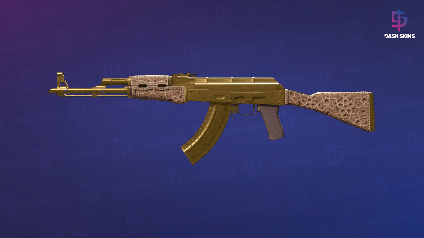 Souvenir AK-47 | Gold Arabesque (Battle-Scarred) Screenshot Playside