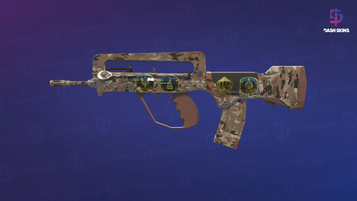 Souvenir FAMAS | CaliCamo (Minimal Wear) Screenshot Playside