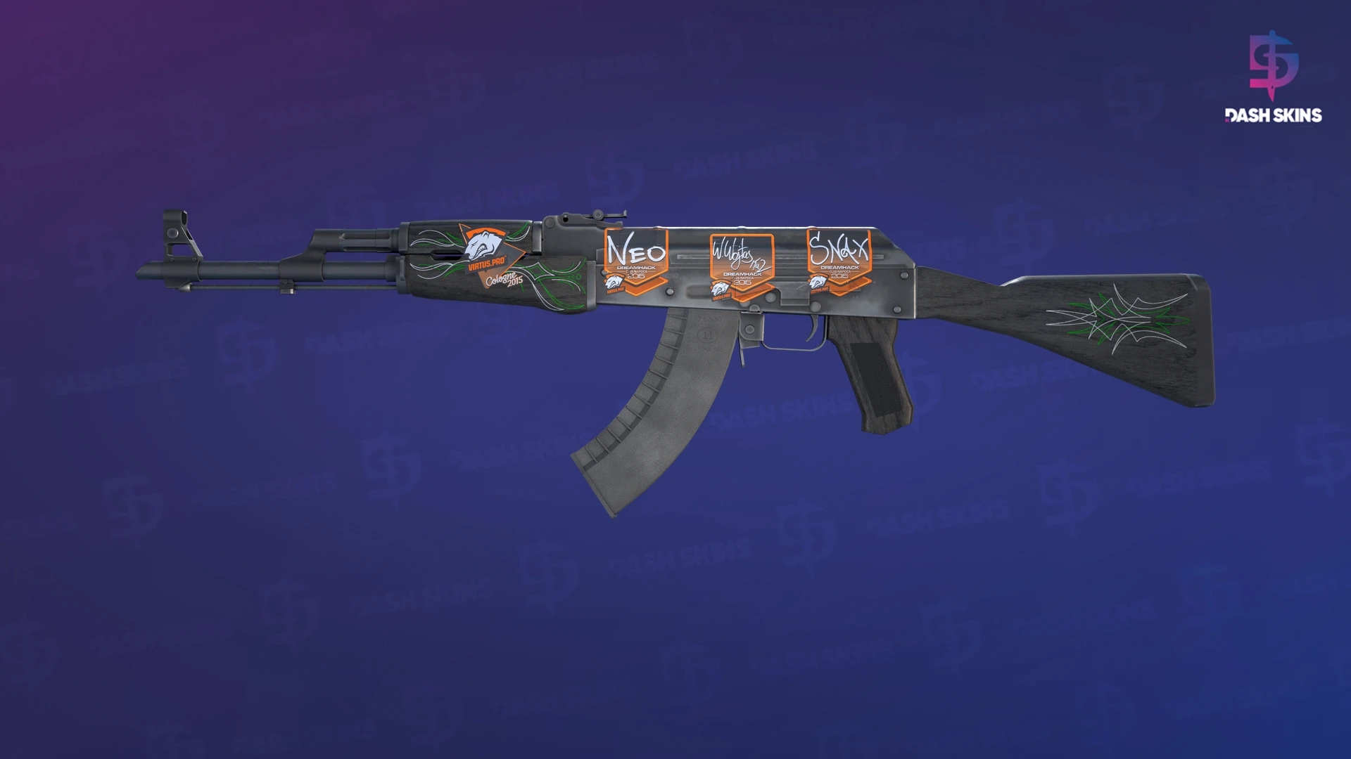 AK-47 | Emerald Pinstripe (Battle-Scarred) Screenshot Playside