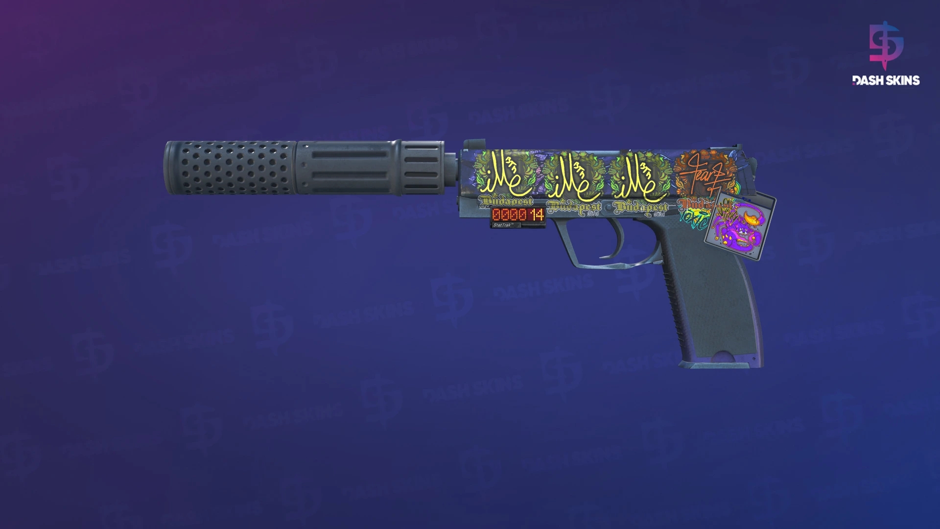StatTrak™ USP-S | Black Lotus (Well-Worn) Screenshot Playside