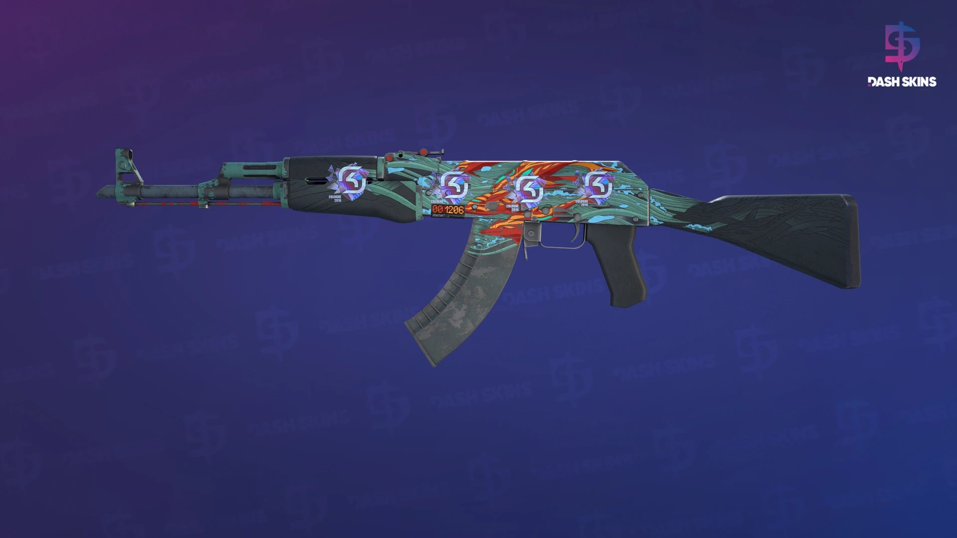 StatTrak™ AK-47 | Aquamarine Revenge (Well-Worn) Screenshot Playside