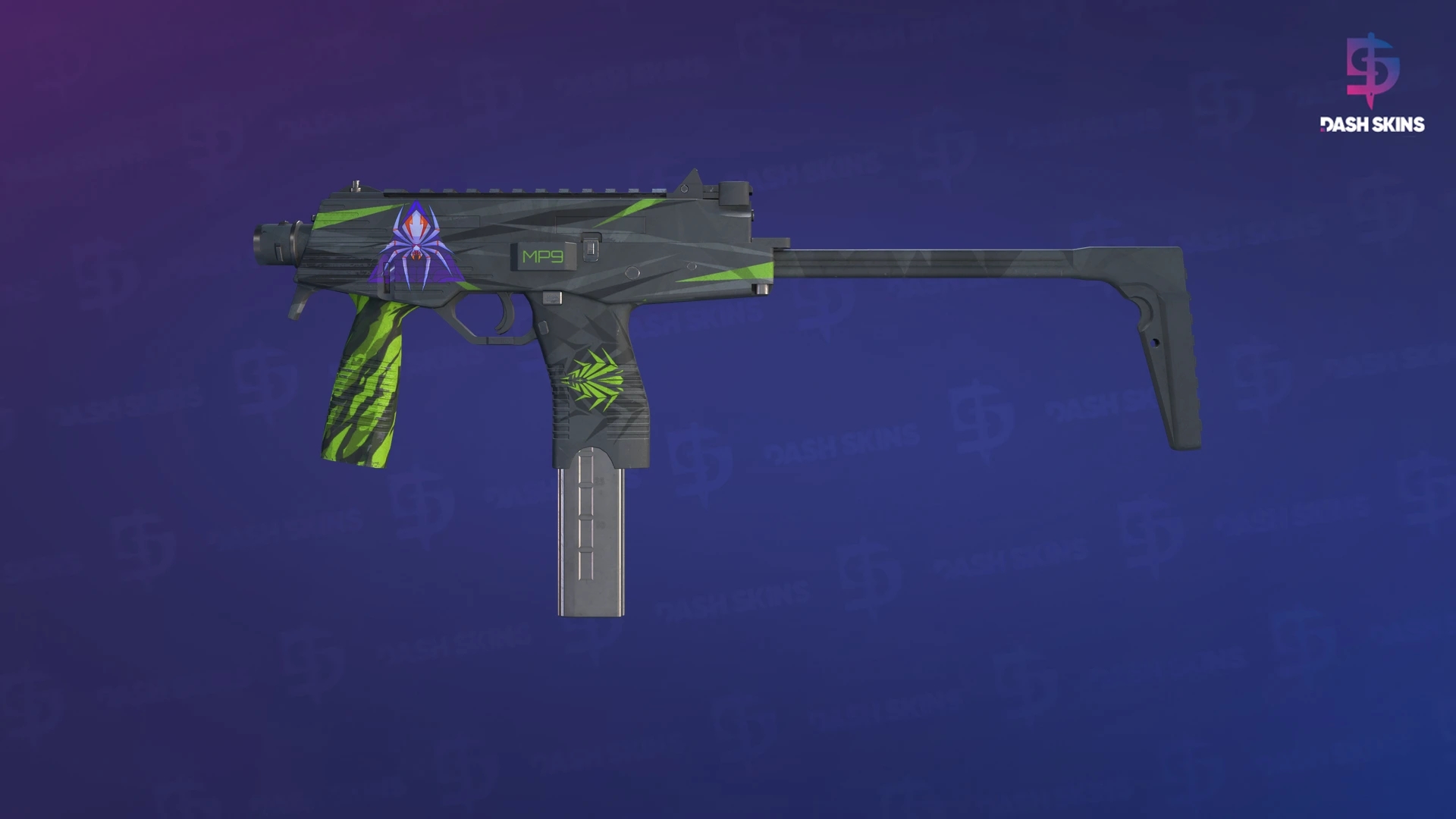 MP9 | Deadly Poison (Well-Worn) Screenshot Playside