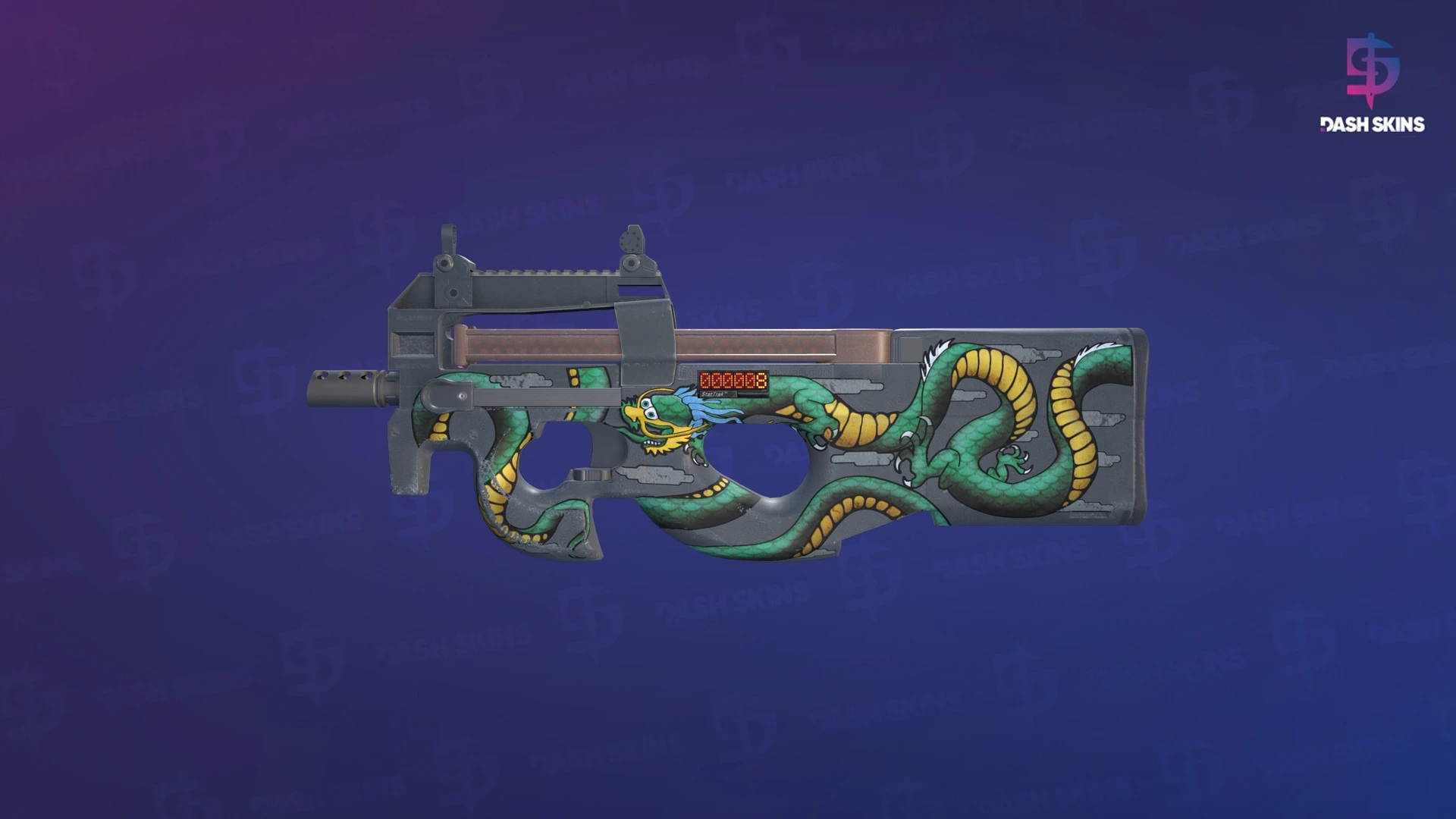 StatTrak™ P90 | Emerald Dragon (Minimal Wear) Screenshot Playside