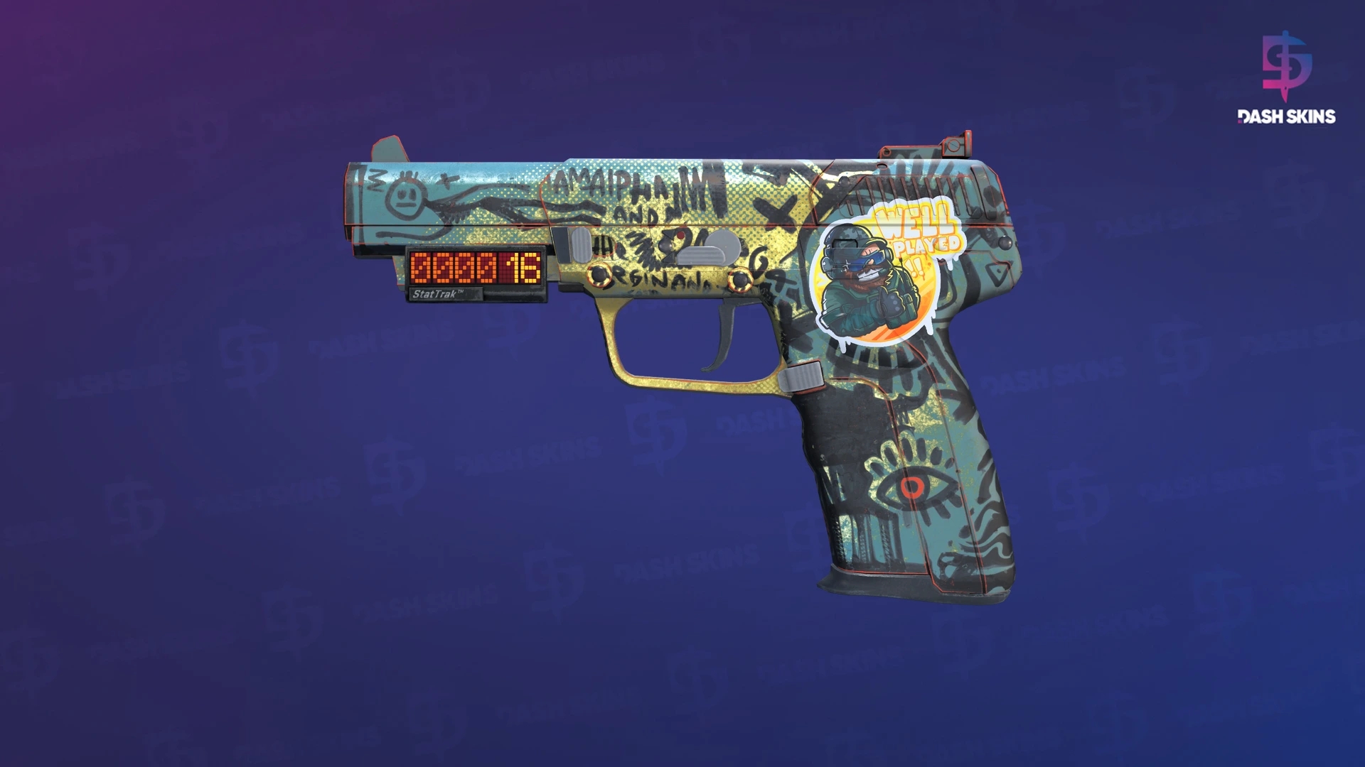 StatTrak™ Five-SeveN | Scrawl (Minimal Wear) Screenshot Playside