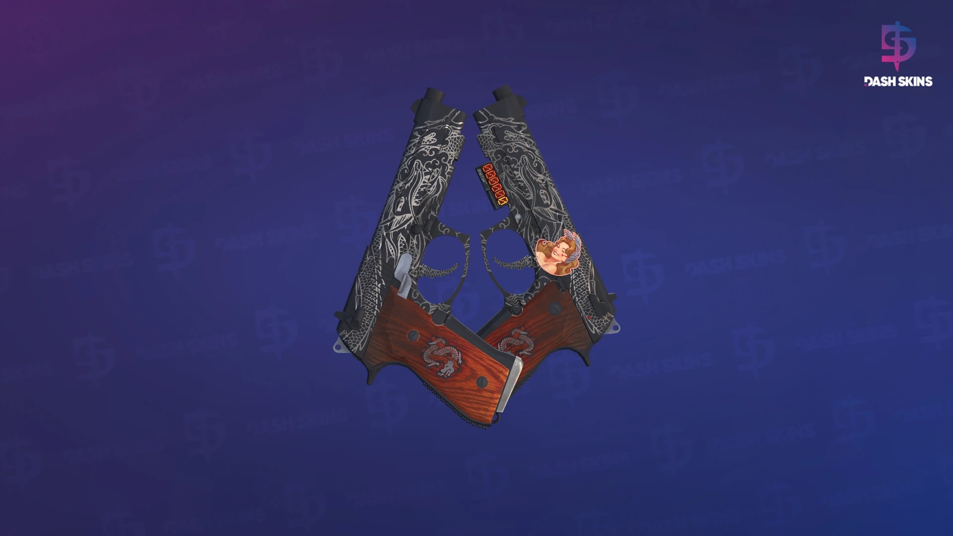 StatTrak™ Dual Berettas | Dualing Dragons (Battle-Scarred) Screenshot Playside