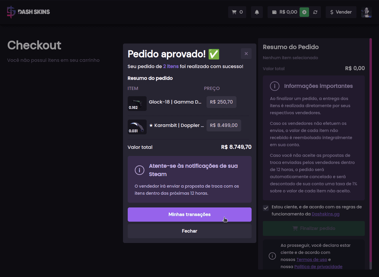Como comprar itens? E quais as formas de pagamento? - Passo 11 (Desktop)