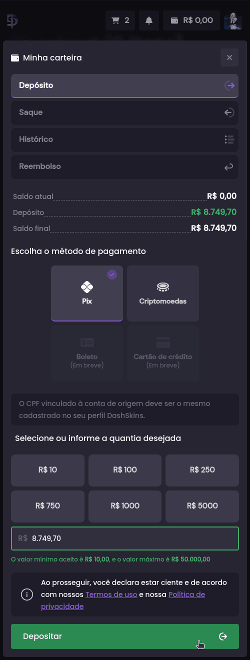 Como comprar itens? E quais as formas de pagamento? - Passo 7 (Mobile)