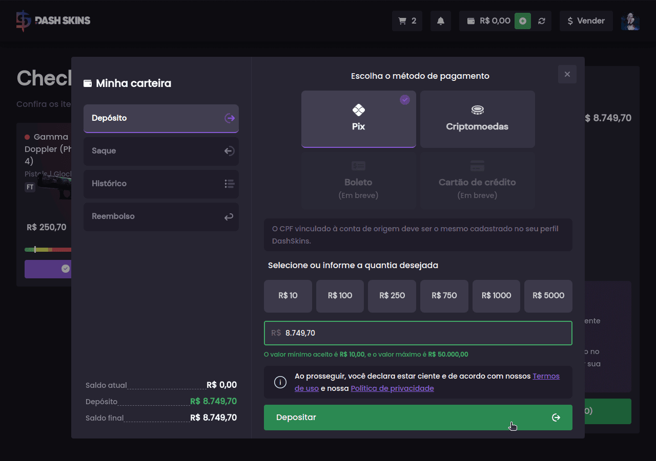 Como comprar itens? E quais as formas de pagamento? - Passo 7 (Desktop)