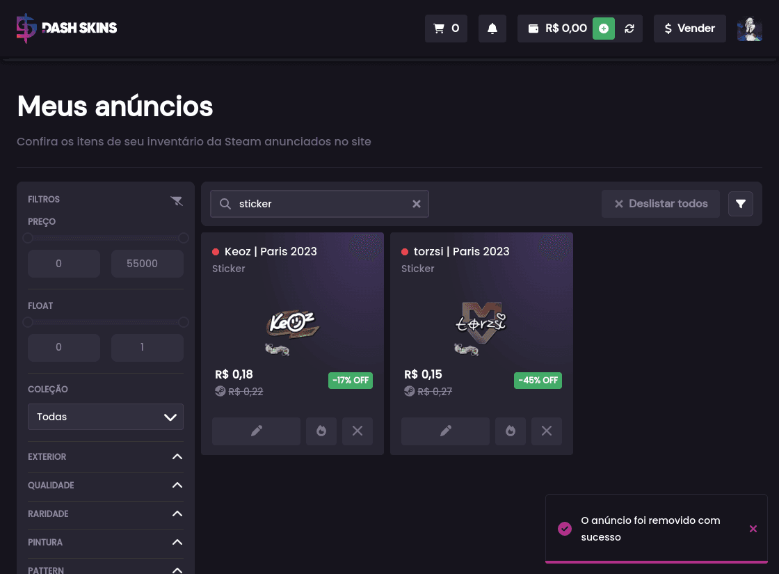 Caso eu realize um anúncio e me arrependa, como faço para desanunciar da plataforma? - Passo 4 (Desktop)