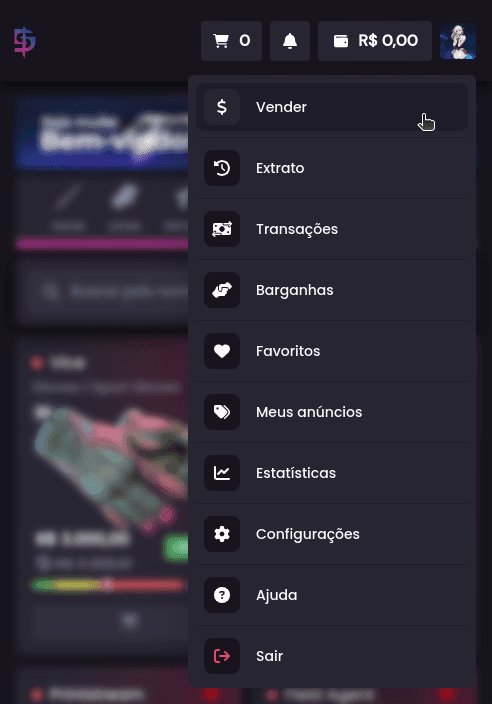 Como faço para vender minhas skins? - Passo 4 (Mobile)