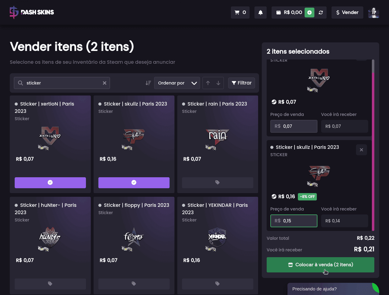 Como faço para vender minhas skins? - Passo 6 (Desktop)