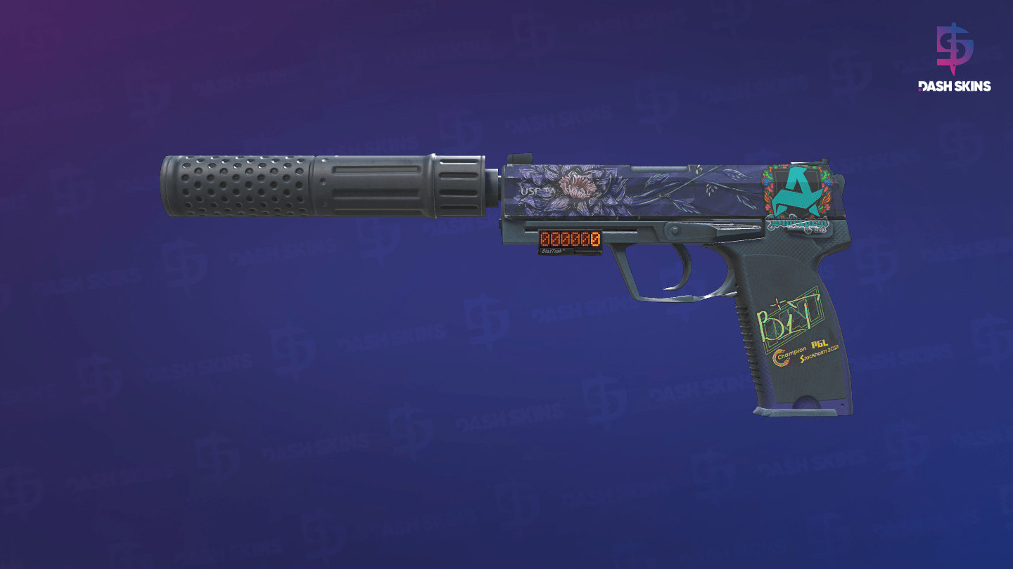 StatTrak™ USP-S | Black Lotus (Well-Worn) Screenshot Playside