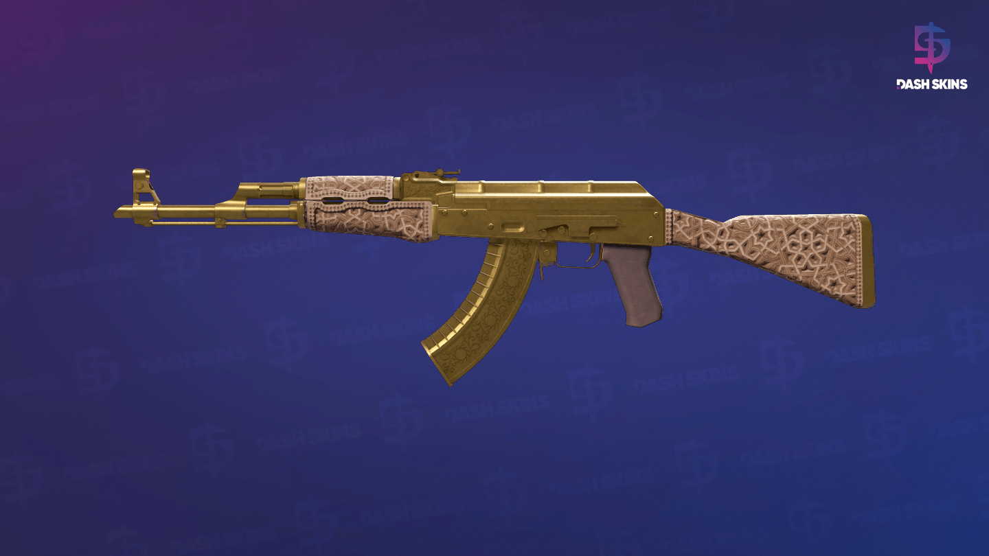 AK-47 | Gold Arabesque (Well-Worn) Screenshot Playside