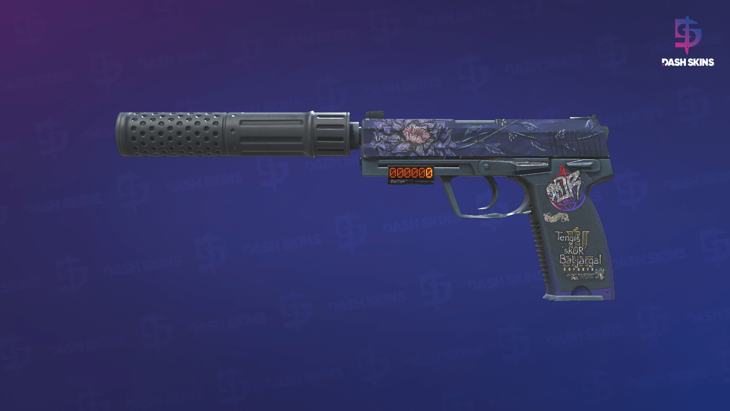 StatTrak™ USP-S | Black Lotus (Well-Worn) Screenshot Playside