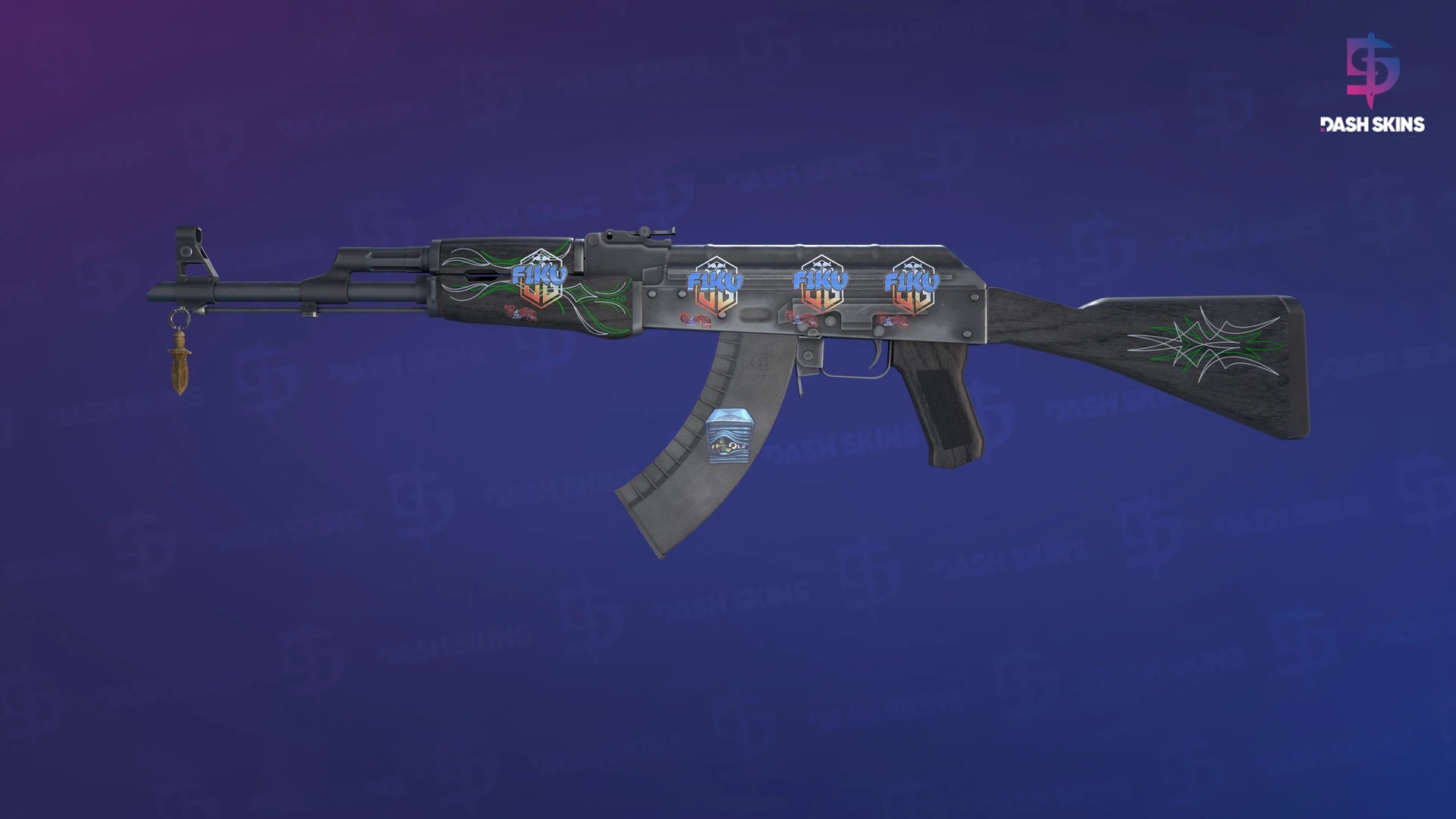 AK-47 | Emerald Pinstripe (Well-Worn) Screenshot Playside